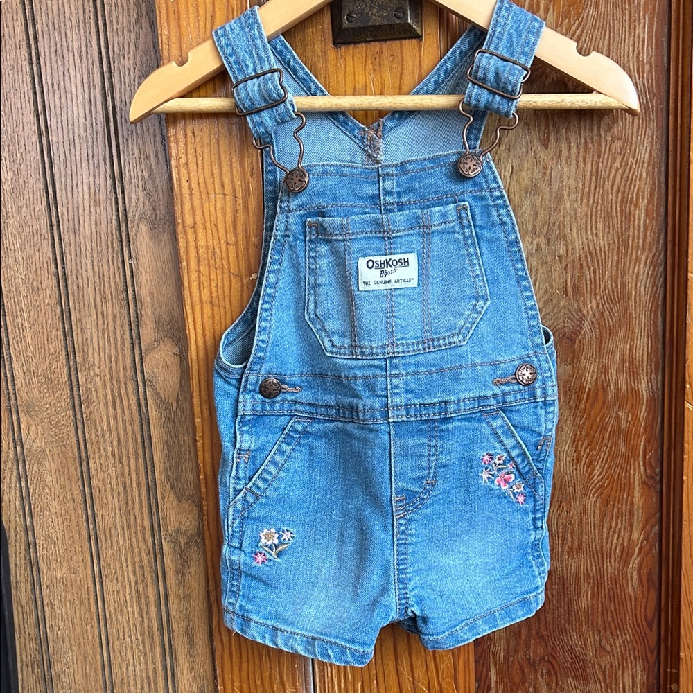 OshKosh B'gosh Light Blue Kids Overalls with Floral Embroidery